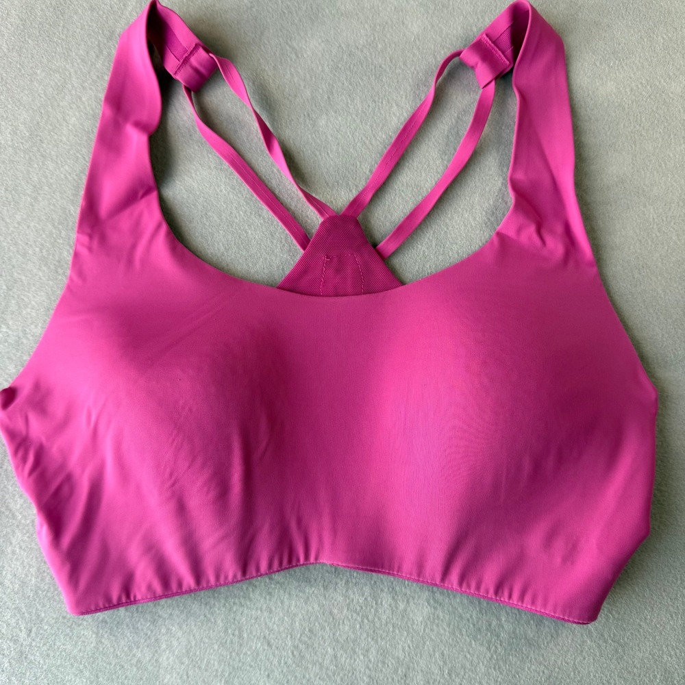 Move Theology Womens Strappy Racerback Sports Bra Magenta Pink Size S